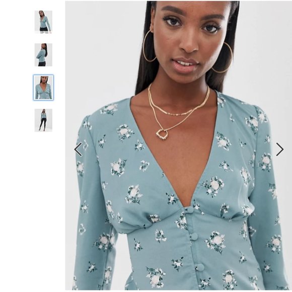 ASOS | Tall button front blouse in ditsy floral - Picture 3 of 4